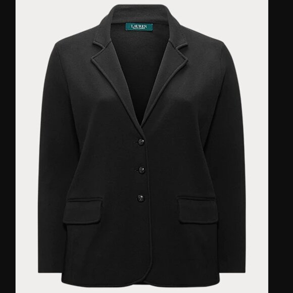 Ralph Lauren Women's Black Combed 100%Cotton Blazer Suit Jacket Plus Size XL - Picture 2 of 10